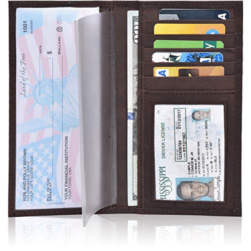 ESTALON Leather Checkbook Cover for Women and men