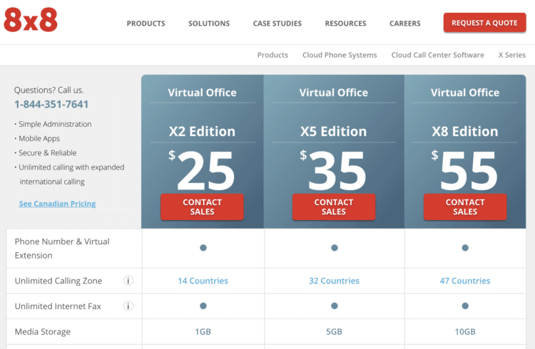 8x8 Plans and Pricing