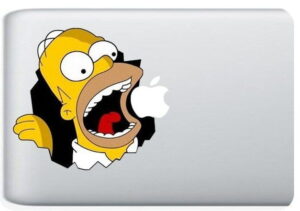 Homer Simpson Macbook Decal Chomps the Apple Logo